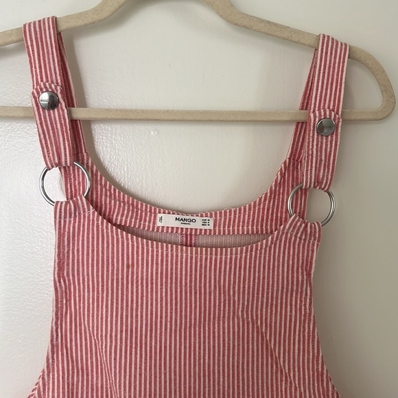 Mango Overall Pink Striped Sleeveless Dress with Pockets - Picture 2 of 5